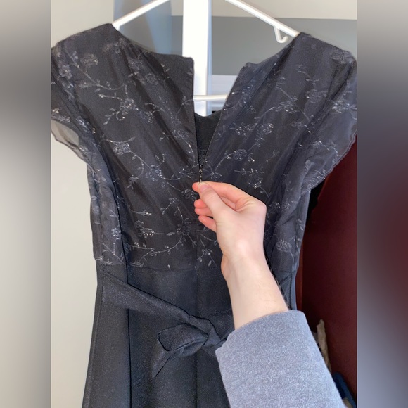 FORMAL FASHION BLACK FLORAL DETAILED WOMENS DRESS - Picture 6 of 12